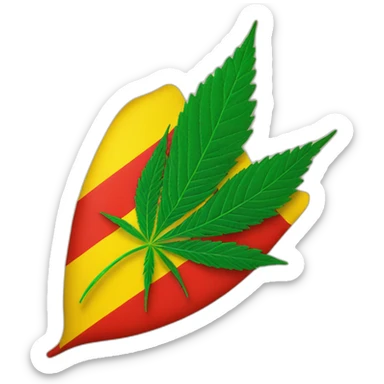 Leaf of cannabis colored as flag of Spain sticker