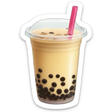 half finished bubble tea sticker