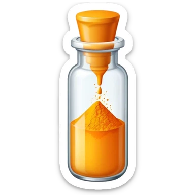 a vial of yellow orange powder pigment sticker