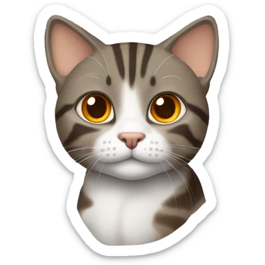 brown gray tabby cat with orange nose and white chin sticker