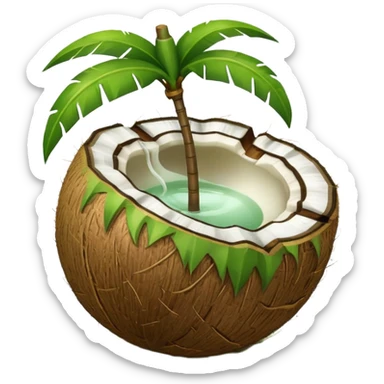 Green coconut emoji sticker