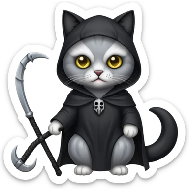 Grim reaper cat sticker