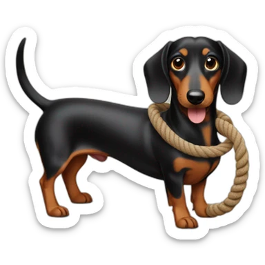 Sausage dog with a piece of rope sticker