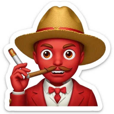 Diablito de cara roja con un cigarro pero el cigarro en la boca y menos humanoide sticker
