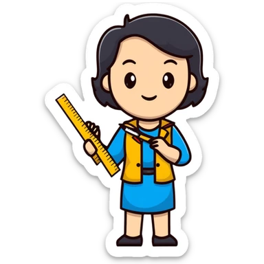 full body mad female teacher with ruler sticker