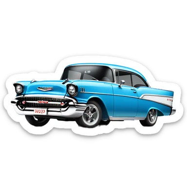 Blue 1957 Chevrolet bel air sticker