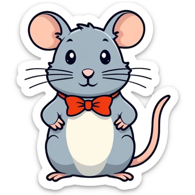 Rat with a small bow sticker