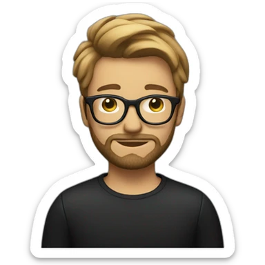 blurry bearded boy with glasses with no air and dressed in black sticker