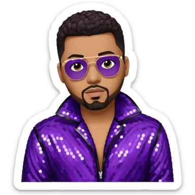 Al B. Sure, R&B Singer with dark brown hair, dark purple sequin outfit sticker