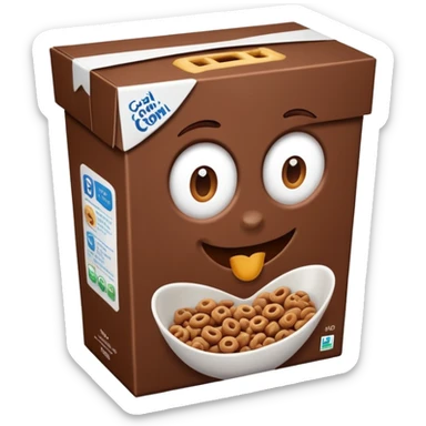 brown chocolate cereal box with no face sticker