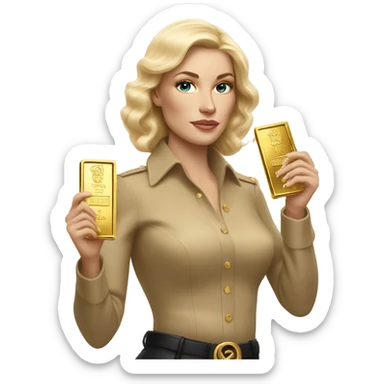 Blonde Ralph lauren women working holding gold bars  sticker