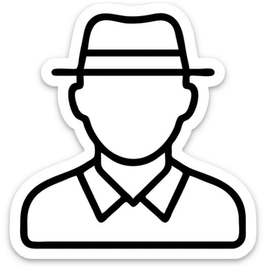 outlined icon of a man with a hat sticker