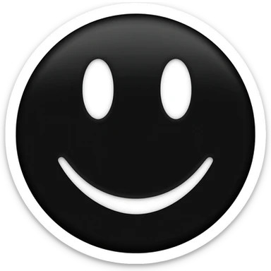 Circle black smiling white face sticker