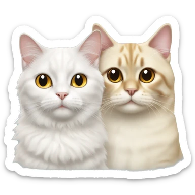 White ragdoll cat and a golden chinchilla british cat  sticker