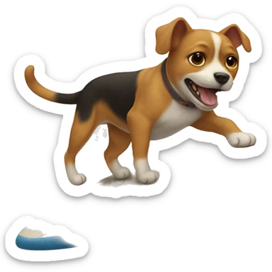 A cat surfing a dog sticker