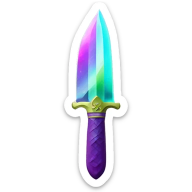 45° angle Aurora borealis purple teal lime green dagger knife sword sticker