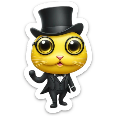 a yellow catfish with a monocle and a smart suit walking  sticker