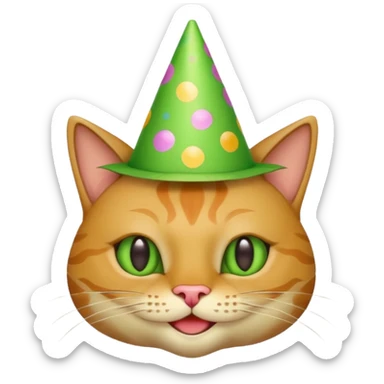 green cat  with party hats sticker