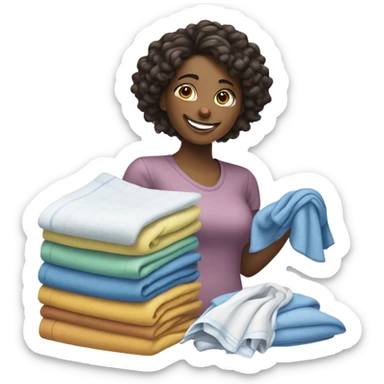 pretty girl folding laundry sticker