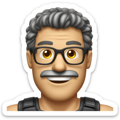 Homme musclé cheveux legerement bouclé cheveux court avec des lunettes  sticker