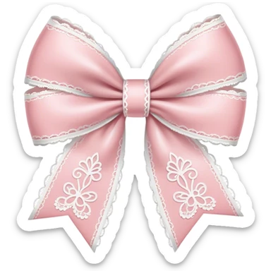 light pink bow with white lace on edges  sticker