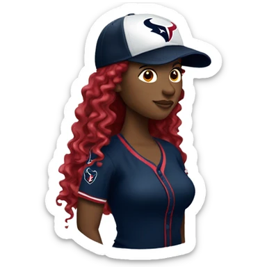 HOUSTON TEXANS baseball hat woman with long curly hair  sticker