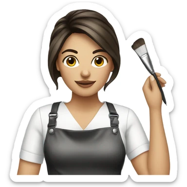 Brunette hairstylist  painting ha sticker