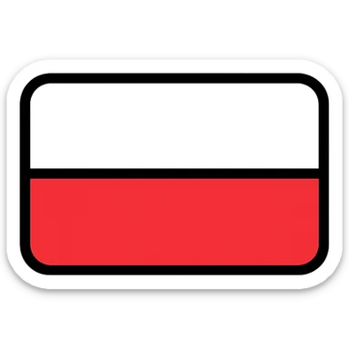 flag of Poland, simple, two horizontal bands, white on top, red on bottom, clear and sharp icon style sticker