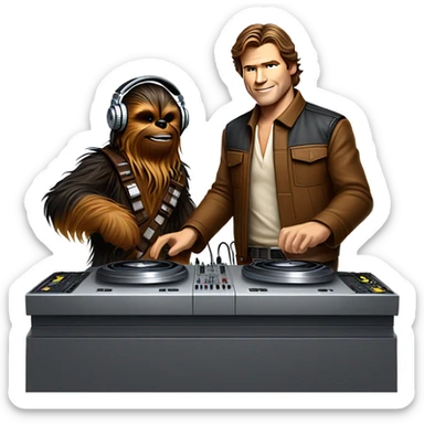 Han Solo and Chewbacca as DJs sticker