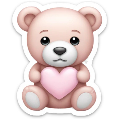Light pink teddy bear with white heart sticker