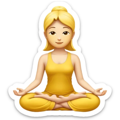 classic yellow emoji in lotus pose, serene face, meditating sticker