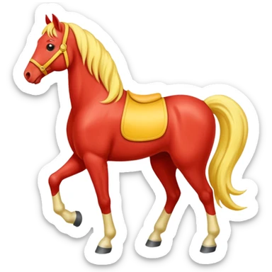 Cavalo vermelho e amarelo pastel sticker