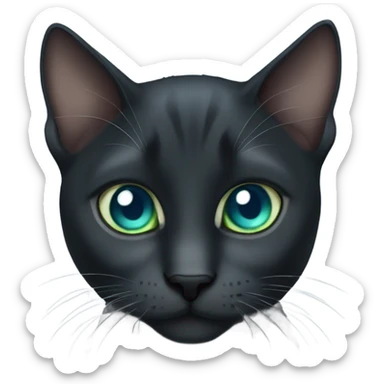black and dark gray cat blue green eyes sticker