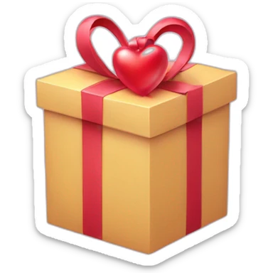 Open gift box with heart balloon sticker