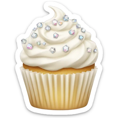 vanilla cupcake with vanilla frosting and crystal sprinkles sticker