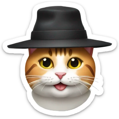 cat wearing a hat made out of sushi sticker