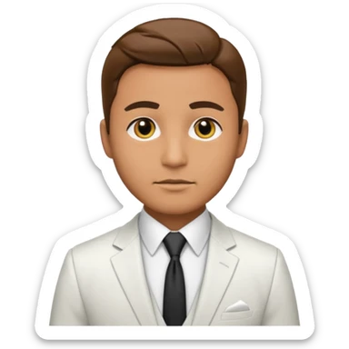 businessman, tan skin, black eyes, white suit sticker