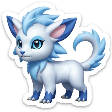 White glossy soft silky furry iridescent Electrike-Absol-Shinx-fusion-hybrid, full body sticker