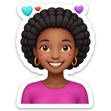 Black giri with happy hearts sticker