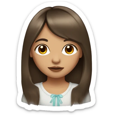 Girl with straight brown hair with curtain bangs and light skin  sticker