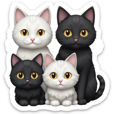 3 cats 1 gray white 1 gray 1 black sticker