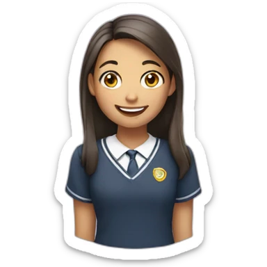 Smiling schoolgirl sticker