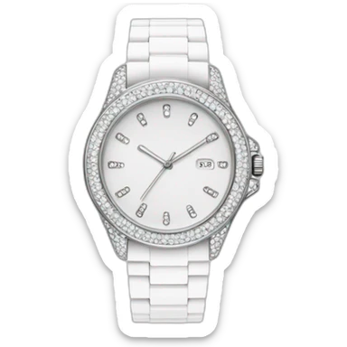 white hand watch with white crystal  sticker