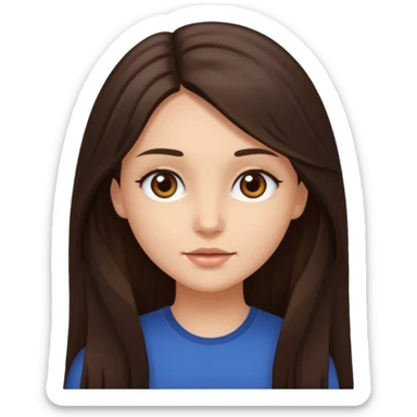 Make me a brunette girl, with brown (dark) eyes and long, loose hair sticker