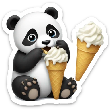 Panda eating ice cream sticker