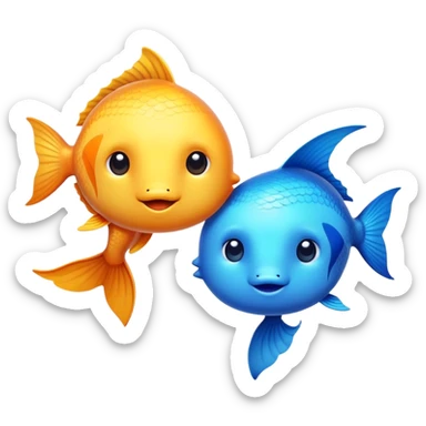 cute fish swimming into a pisces symbol sticker