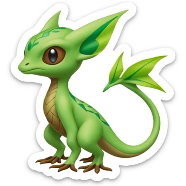Celebi-Axew-Grovyle-hybrid-Fakémon-creature (full body) sticker