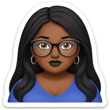 big plus size, long hair, baddie,pretty, makeup, black eyeliner, long hair, glasses sticker