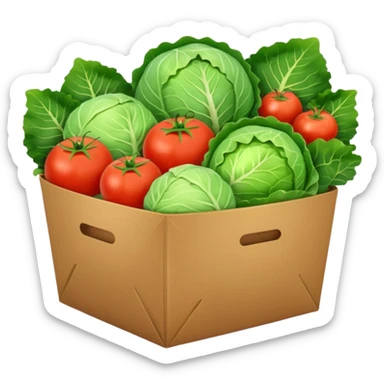 brown grocery pack inside cabbage fruits tomatoes sweets

 sticker