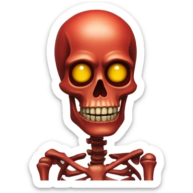 Red skeleton head with yellow eyes  sticker